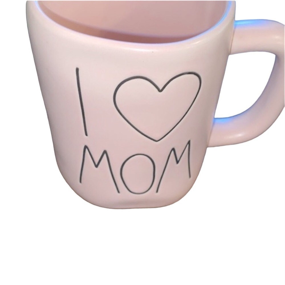 Rae Dunn light pink I Love Mom large letter ceramic coffee mug farmhouse